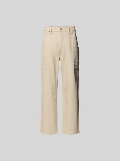 Produktfoto, Straight Fit Jeans mit Cargo-Taschen von Kenzo, cremefarben, 5-Pocket-Design, Baumwoll-Mix, sichtbare Textur, helle Farbgebung