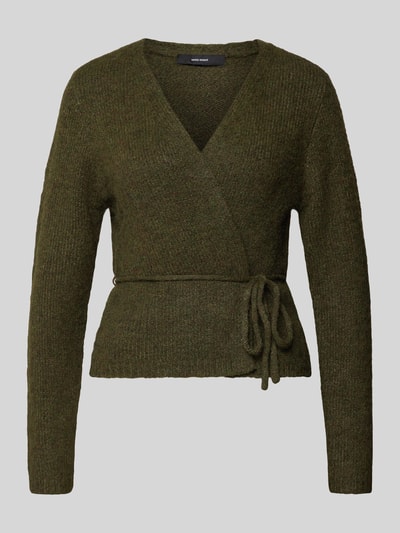 VERO MODA Strickjacke mit Wickeloptik Dunkelgruen 1