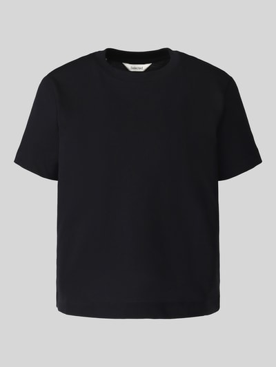 Produktfoto, Boxy Fit T-Shirt aus Baumwoll-Viskose-Mix Modell 'ESSENTIAL' von Selected Femme, schlichtes Schwarz, glatte Oberfläche, Damen T-Shirt