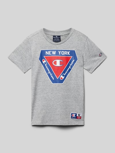 CHAMPION T-Shirt mit Runfdhalsausschnitt Mittelgrau Melange 1