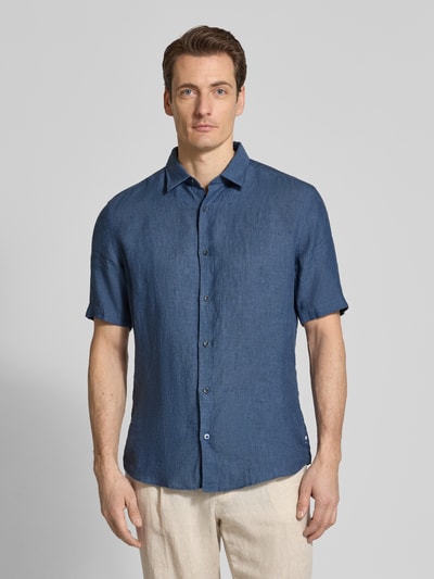 OLYMP Level 5 casual fit vrijetijdshemd van linnen Donkerblauw - 4
