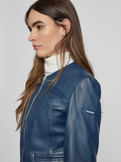 Cabrini Lederjacke mit Paspeltaschen Blau 3