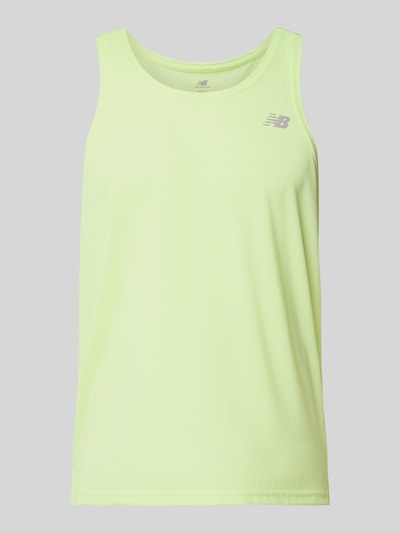 Produktfoto, Tanktop mit Logo und Rundhalsausschnitt von New Balance für Herren in Regular-Fit, Rückenlänge 66 cm bei Größe M, hellgelb, glatte Textur
