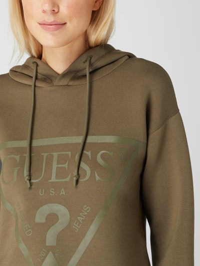 Guess Activewear Cropped Hoodie aus Scuba Oliv 3