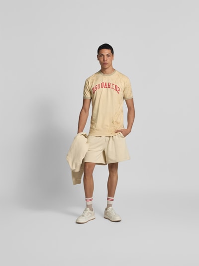Dsquared2 T-Shirt mit gerippten Abschlüssen Beige 1