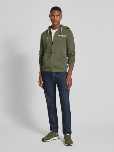 Napapijri Sweatjacke mit Kapuze und Känguru-Tasche Modell 'AYLMER' Oliv 1