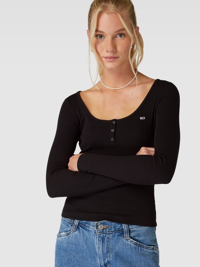 Tommy Jeans Longsleeve mit Feinripp Black 3