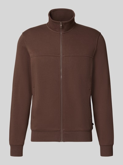 Produktfoto, Regular Fit Sweatjacke aus Baumwoll-Mix von s.Oliver RED LABEL in Braun mit Reißverschluss, gerader Schnitt und glatte Struktur