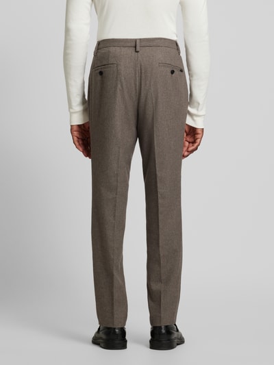 BOSS Slim fit pantalon met persplooien, model 'Genius' Taupe - 5