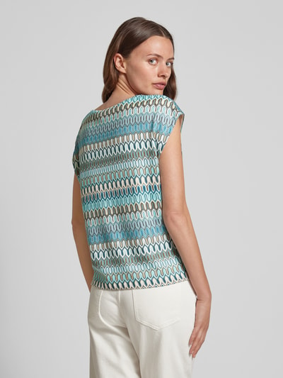 comma T-shirt met all-over motief Turquoise - 5