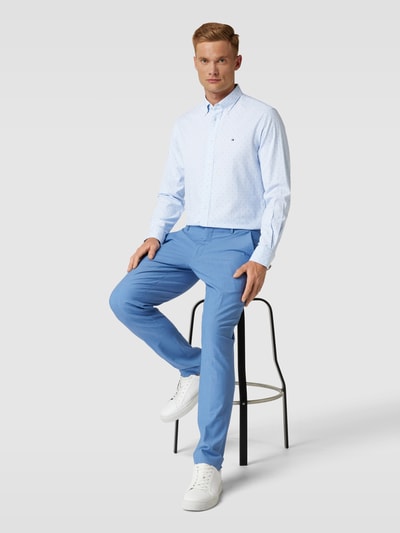 Tommy Hilfiger Business-Hemd mit feinem Allover-Muster Modell 'GEO' Hellblau Melange 1