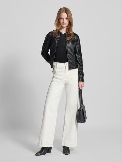 Vero Moda Shaped Fit Jacke in Lederoptik mit Reißverschluss Modell 'AMANDA' Black 1