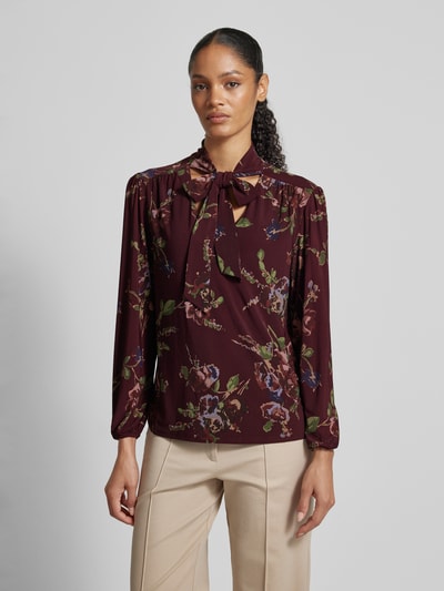 Lauren Ralph Lauren Regular fit blouse met strikdetail, model 'RUSHBE' Bordeaux - 4