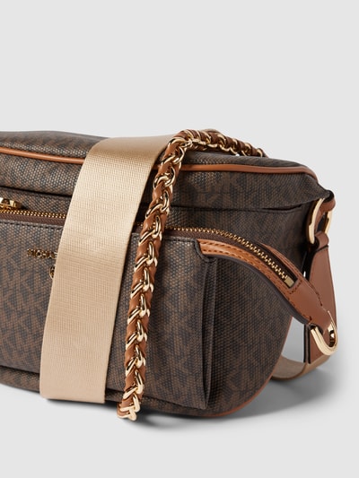 MICHAEL Michael Kors Schoudertas met all-over logomotief, model 'SLATER' Middenbruin - 3