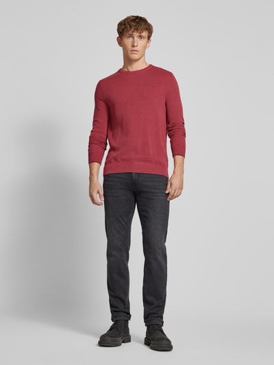 Lerros Gebreide pullover met ribboorden Rood - 1