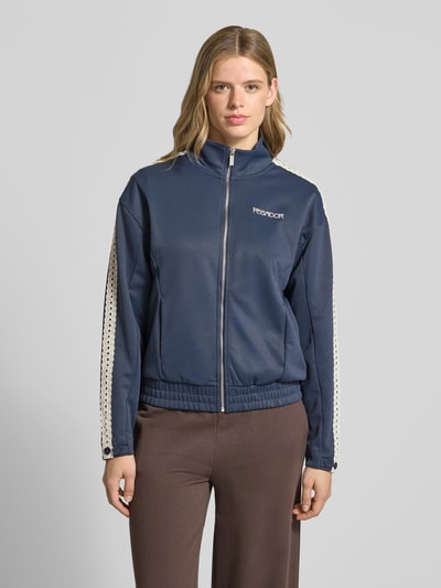 PEGADOR Sweatjacke mit Spitzenbesatz Modell 'TIHANY LACE' Blau 4