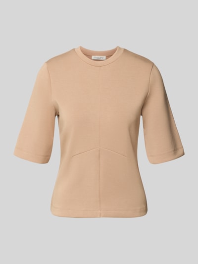 Produktfoto, Regular Fit Sweatshirt mit Ziernähten von Christian Berg Woman in Beige, elastischer Material-Mix mit Modal-Anteil, Rundhalsausschnitt, Halbarm.