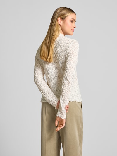 Jake*s Collection Slim Fit Longsleeve in semitransparentem Design Ecru 5