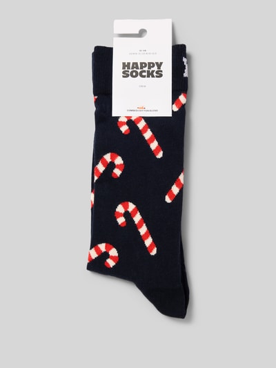 Happy Socks Regular Fit Socken mit Logo-Stitching Modell 'Candy Cane' Dunkelblau 3