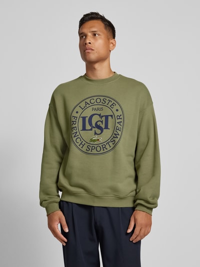 Lacoste Sweatshirt met labelprint Olijfgroen - 4