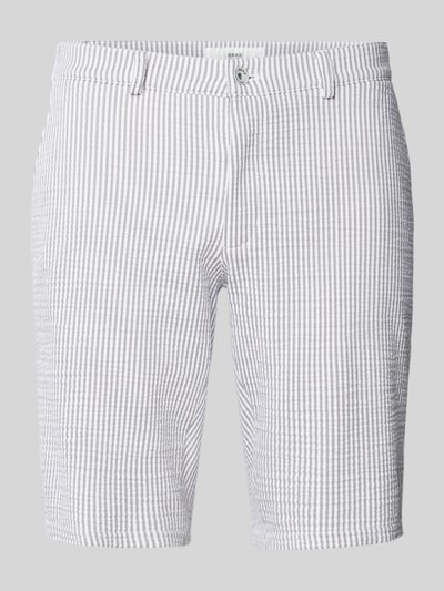 Brax Slim fit bermuda met streepmotief, model 'SILVIO' Zilver - 2