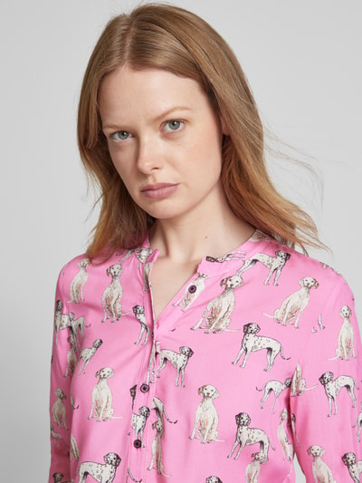 Emily Van den Bergh Slim Fit Bluse mit kurzer Knopfleiste Pink 3