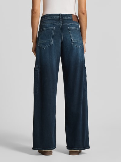 ETIQUETT ESSENTIALS Wide leg jeans met strookzakken, model 'Lola' Donkerblauw - 5