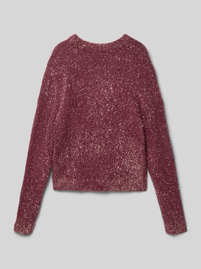 Only Sweter z dzianiny o kroju regular fit z efektem błyszczącym model ‘PIUMO GLITTER’ Bordowy 3