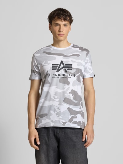 Alpha Industries T-shirt z nadrukiem z logo i okrągłym dekoltem Biały 4
