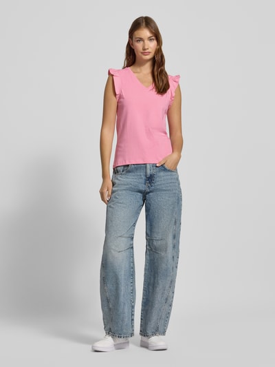 Marc O'Polo Denim Tanktop mit Volantärmel Pink 1