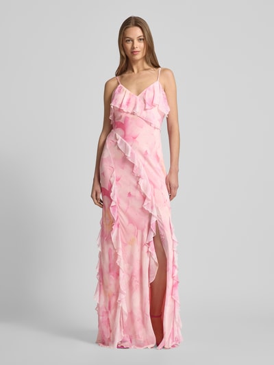 Jake*s Cocktail Abendkleid mit Volants Hellrosa Melange 4