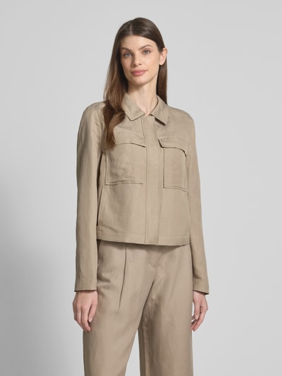 s.Oliver BLACK LABEL Bluzon o kroju regular fit z mieszanki wiskozu i lnu Szarobrązowy 4