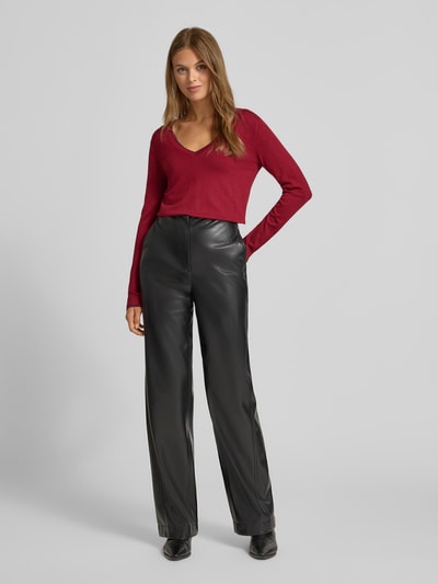 Liu Jo White Pullover mit V-Ausschnitt und Effektgarn Bordeaux 1