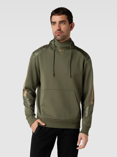 BOSS Green Hoodie met kangoeroezak, model 'Soodon' Olijfgroen - 4