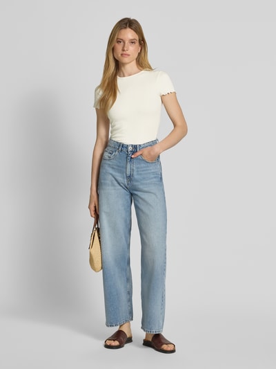 Jake*s Casual T-Shirt mit Muschelsaum Offwhite 1