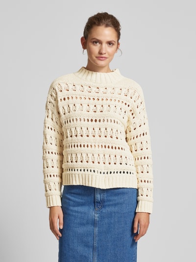 Only Pullover mit Lochmuster Modell 'LEAH' Offwhite Melange 4