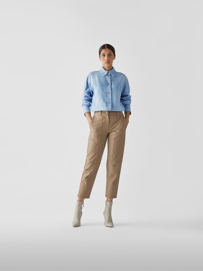 Victoria Beckham Jeansbluse mit Label-Stitching Blau meliert 1