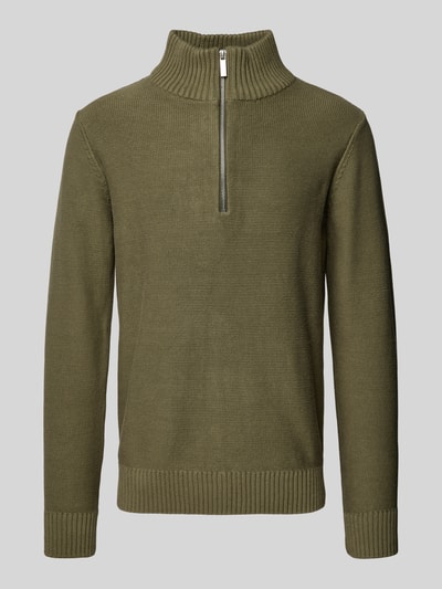 SELECTED HOMME Strickpullover mit gerippten Abschlüssen Modell 'AXEL' Oliv 2