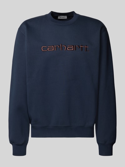 Carhartt Work In Progress Sweatshirt mit Label-Stitching Dunkelblau 2