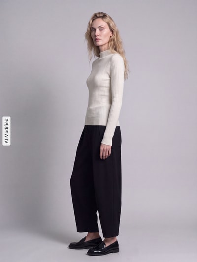 Jake*s Collection Sweter półgolf o kroju slim fit z czystej wełny Złamany biały 1