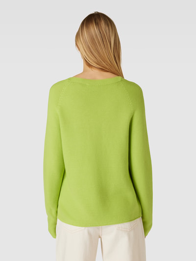 s.Oliver RED LABEL Gebreide pullover met diepe V-hals. Neon groen - 5