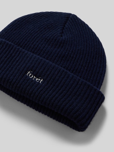 Forét Czapka beanie z mieszanki wełny z wyhaftowanym logo Granatowy 2