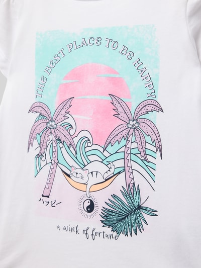 s.Oliver RED LABEL Ausgestelltes T-Shirt mit Glitzerprint Weiss 2