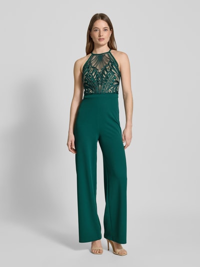 Lipsy Jumpsuit met bloemborduursels Donkergroen - 4