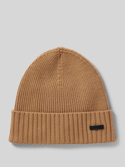 BOSS Beanie aus Schurwolle mit Label-Detail Modell 'Fati' Beige 1