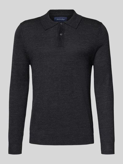 Christian Berg Men Slim fit gebreide pullover van wolmix Antraciet gemêleerd - 2