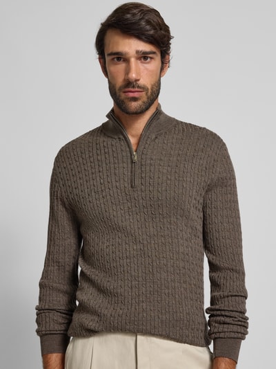 Matinique Strickpullover mit Troyer-Kragen Modell 'mason' Dunkelbraun 3