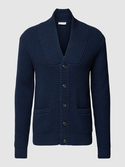 SELECTED HOMME Gebreid jack met opstaande kraag, model 'LAND' Donkerblauw - 2