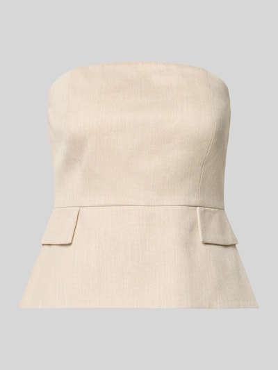 Produktfoto, Bandeau-Top mit Pattentaschen von comma, beige, Viskose-Mix mit Stretch, glatte Struktur, Slim Fit, Off-Shoulder-Look.