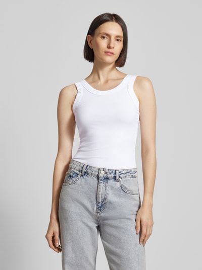 Calvin Klein Womenswear Top z efektem prążkowania Biały 4